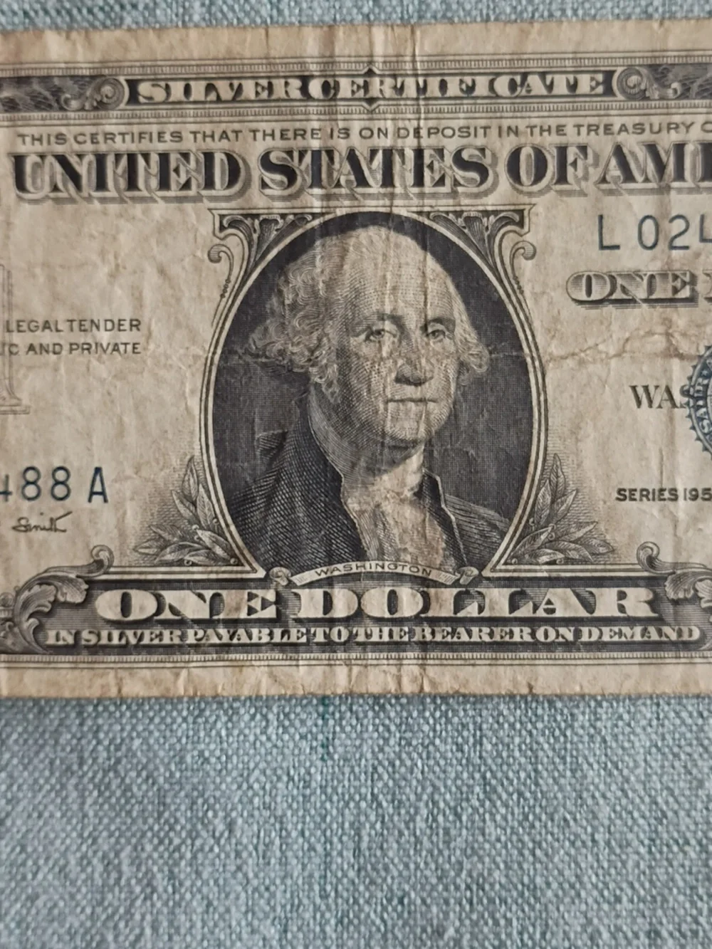 1957 SILVER CERTIFICATE-LOW NUMBER SERIES A